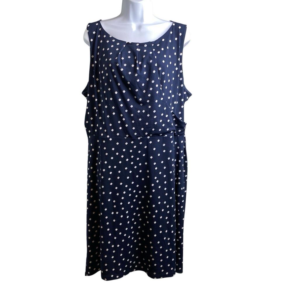 Vintage Charter Club Women's Navy Polka‎ Dot Sheath Dress Size 16 Preppy Career